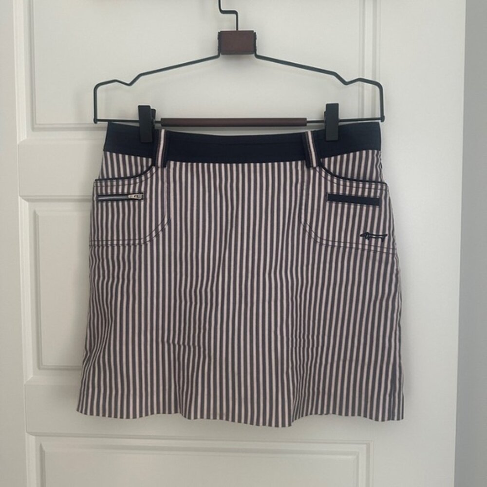 Blue and Black A-line Mini Skirt for Casual Wear